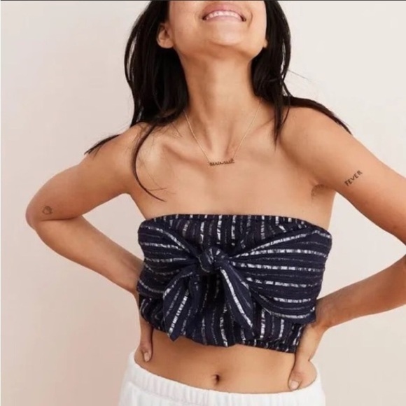 aerie Tops - Aerie Blue & Silver Bandeu Top
